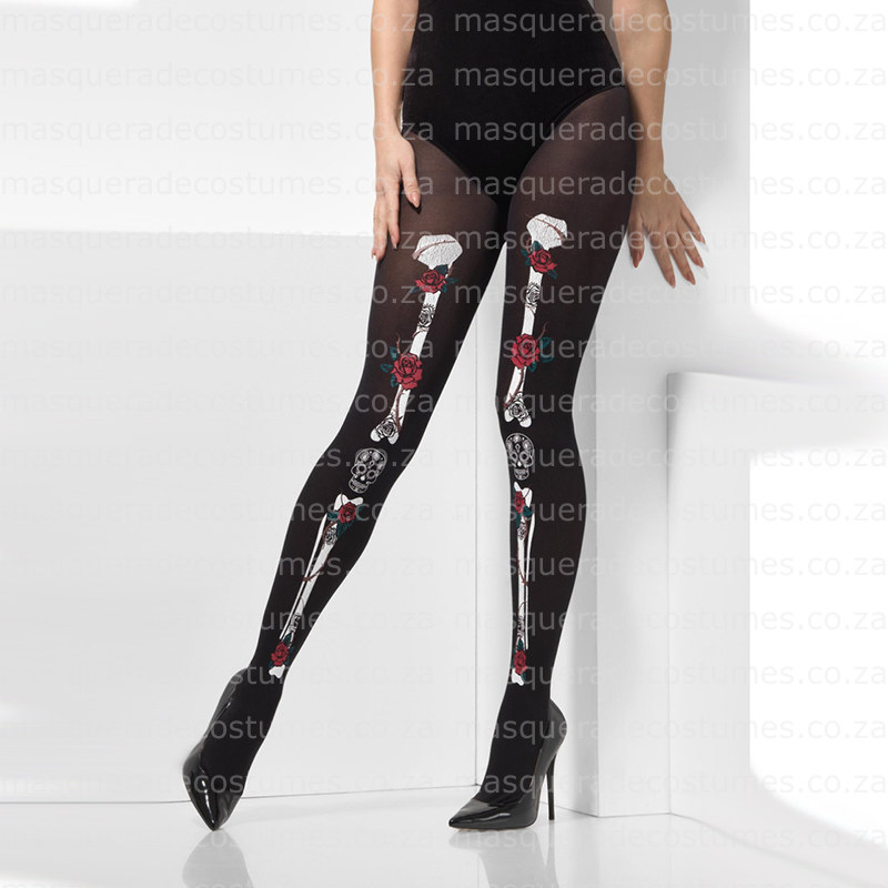 Opaque Hold Ups Thigh High Black and White Striped Adult Costume Accessory