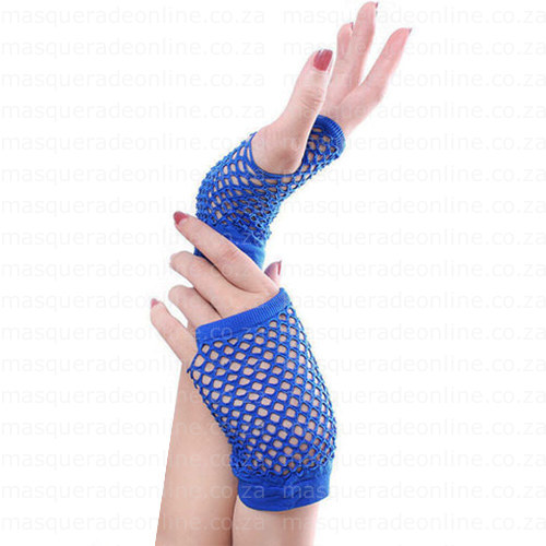 Short Fishnet Gloves -Royal Blue