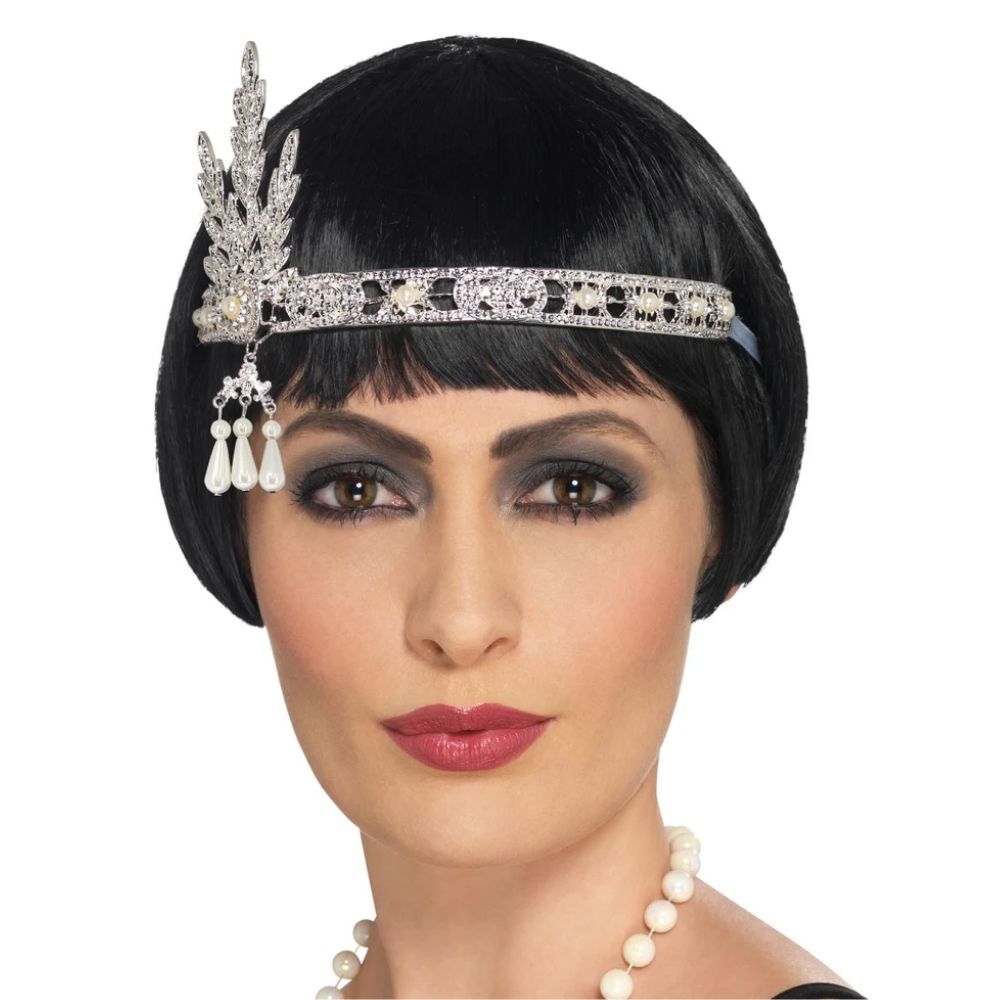 Flapper Jewel Headband, Silver