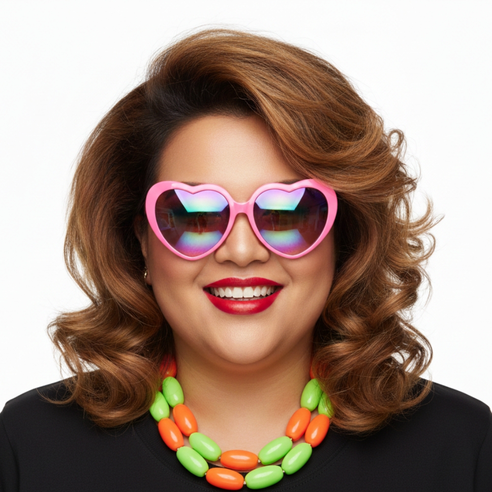 Pink Heart Rainbow Lens Novelty Sunglasses