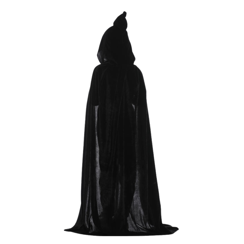 Hooded Velvet Cape - Black