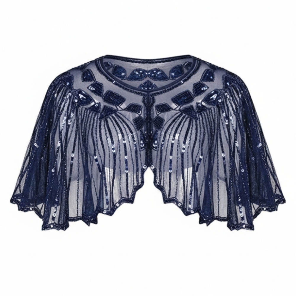 Gatsby Sequin Cape - Navy - Image 2