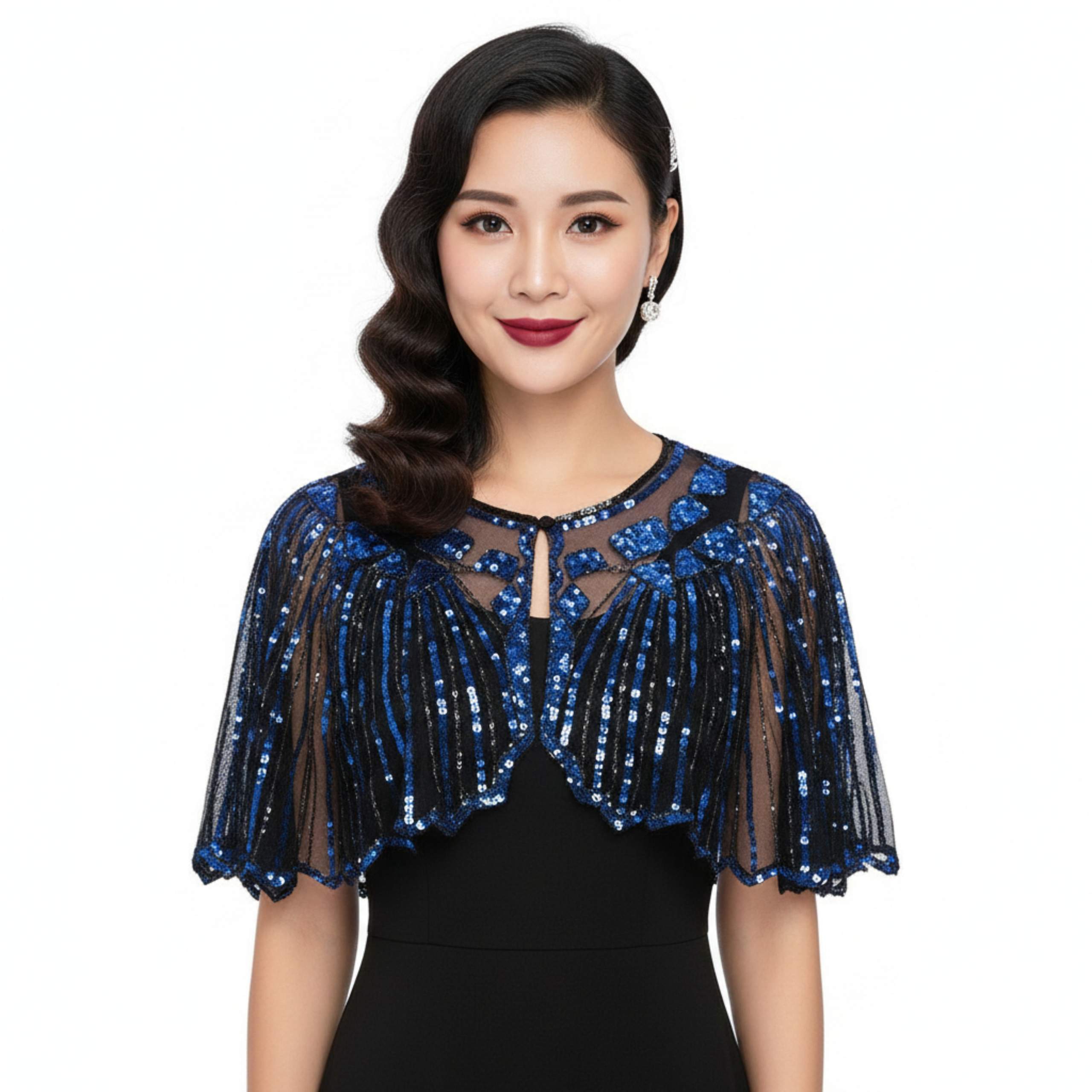 Gatsby Sequin Cape - Blue