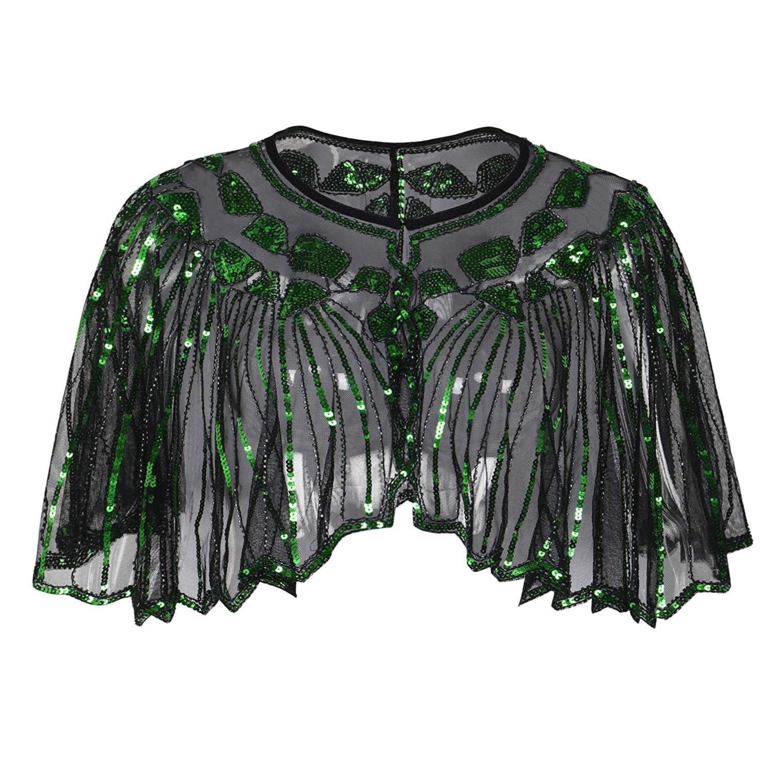 Gatsby Sequin Cape - Green - Image 2