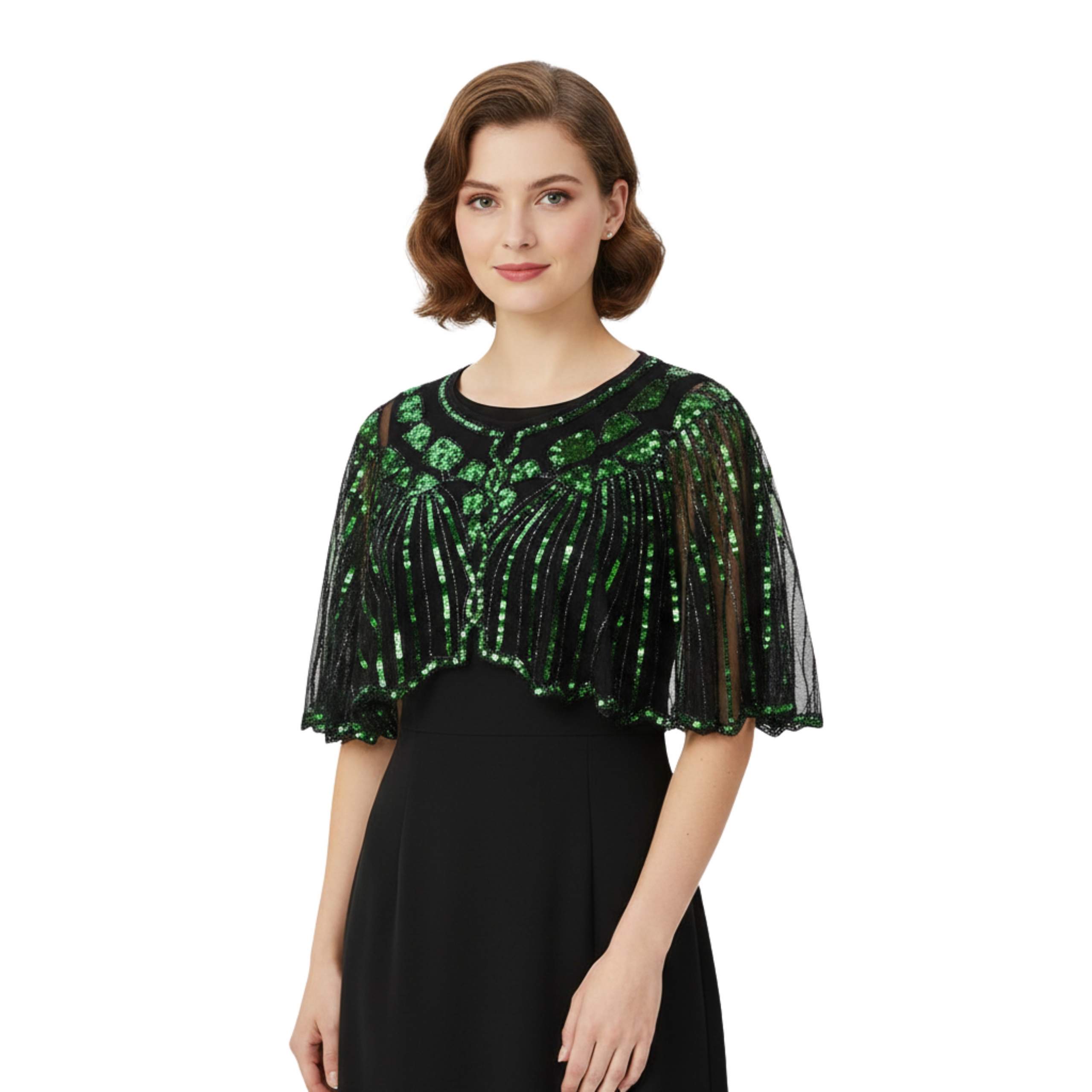Gatsby Sequin Cape - Green