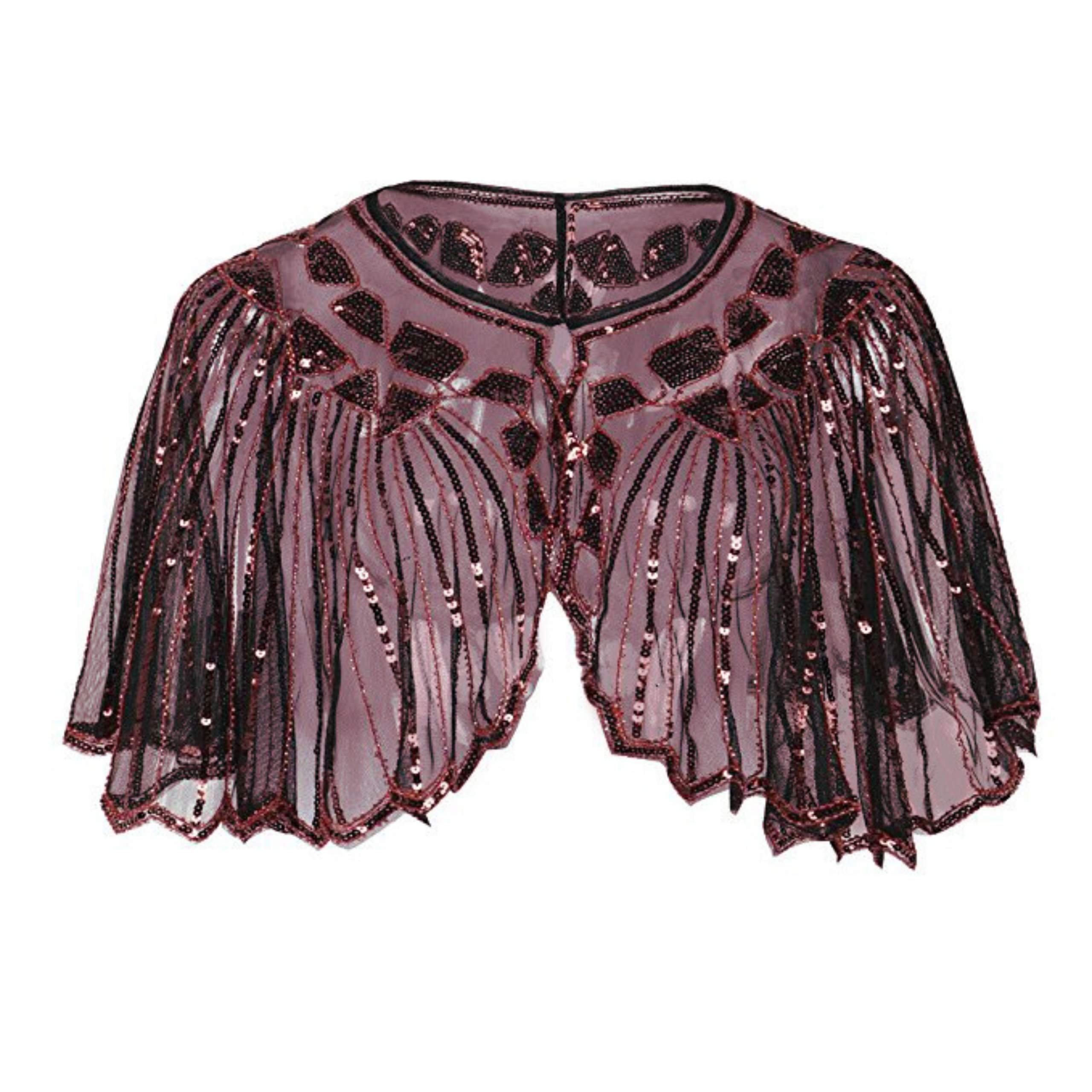 Gatsby Sequin Cape - Maroon - Image 2