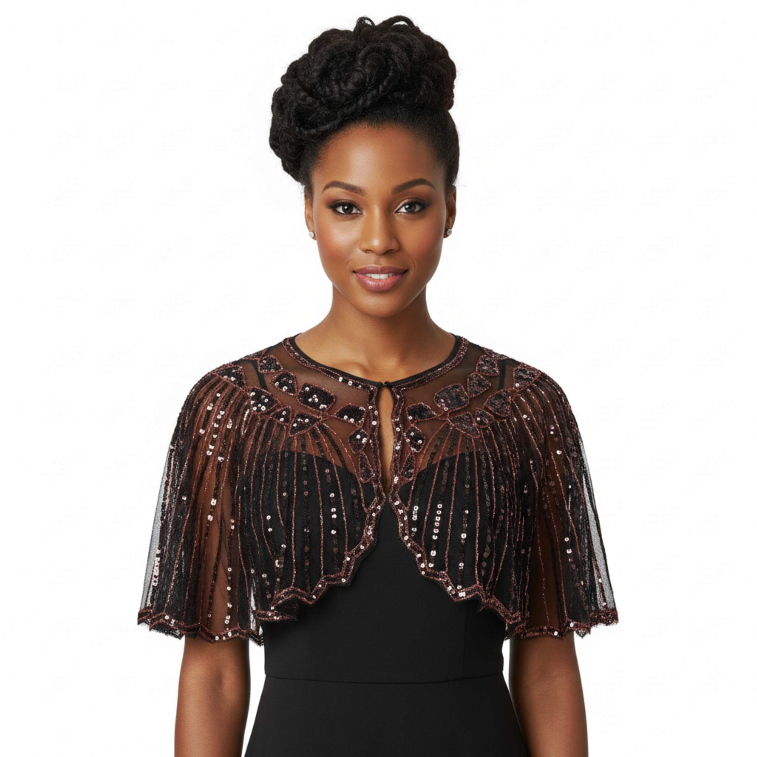 Gatsby Sequin Cape - Maroon