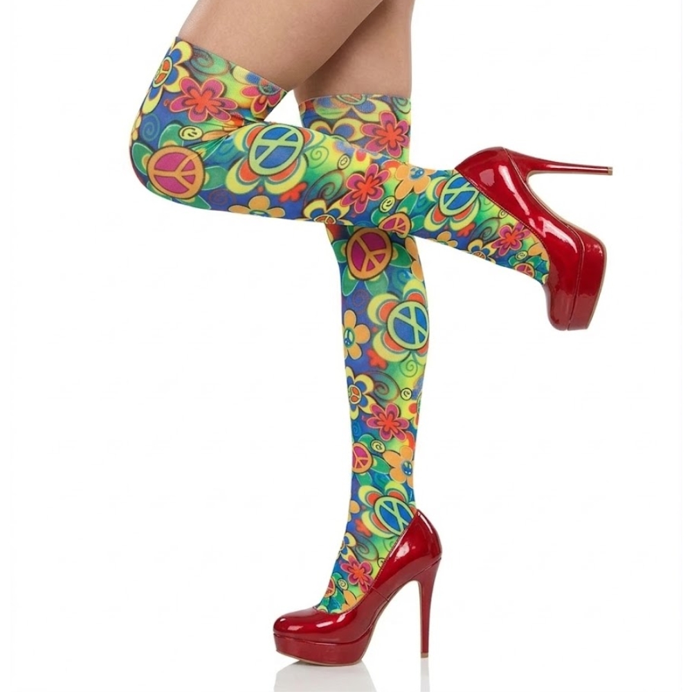 Groovy Peace Thigh High Stockings