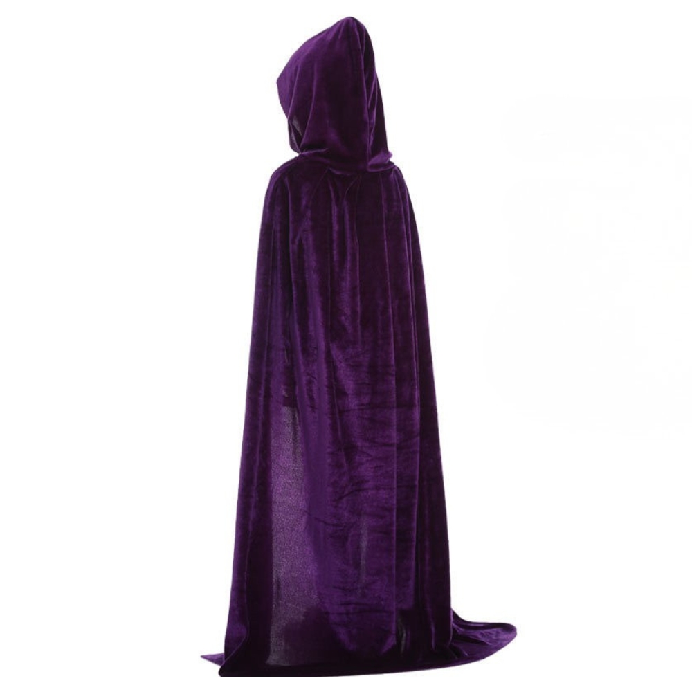 Hooded Velvet Cape - Purple
