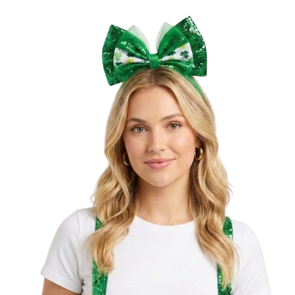 St Patrick's Glitter and Clover Aliceband
