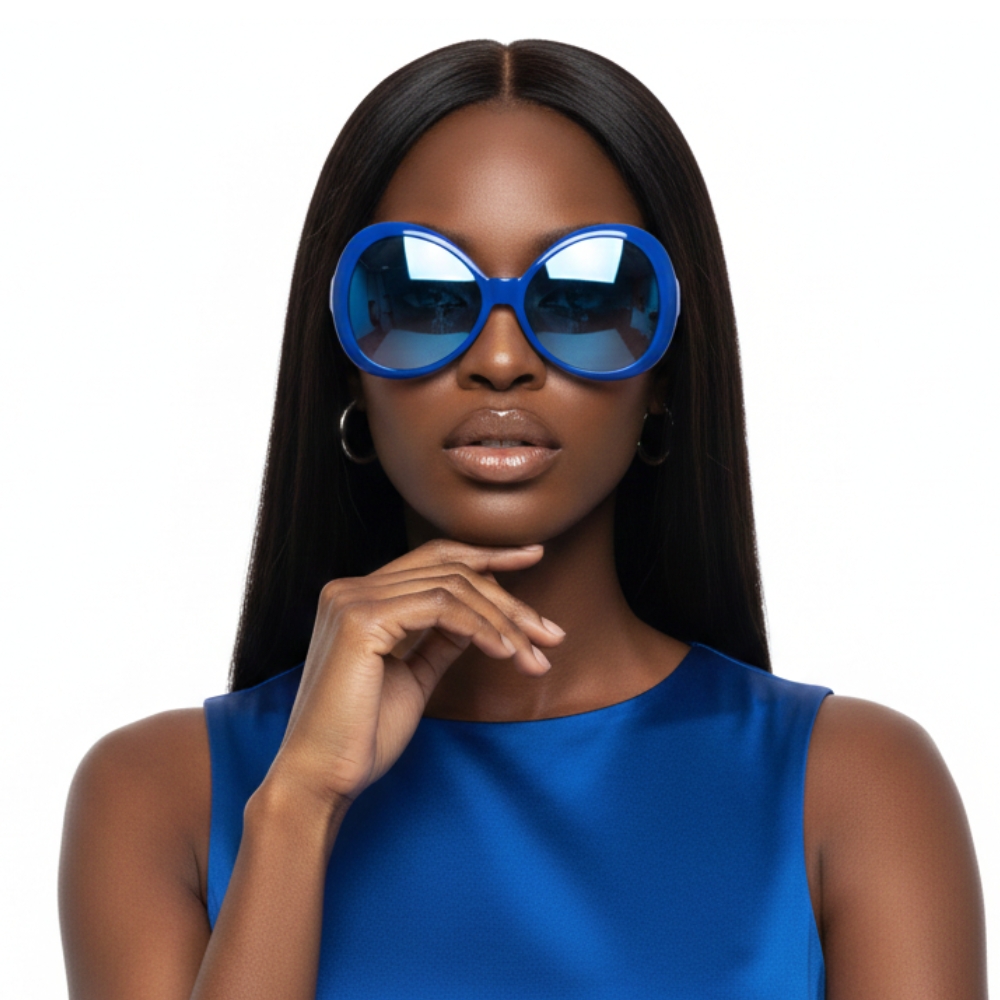 Oversized Diva Glasses - Royal Blue