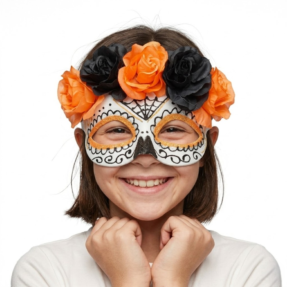 Day Of The Dead Kids Mask - Orange