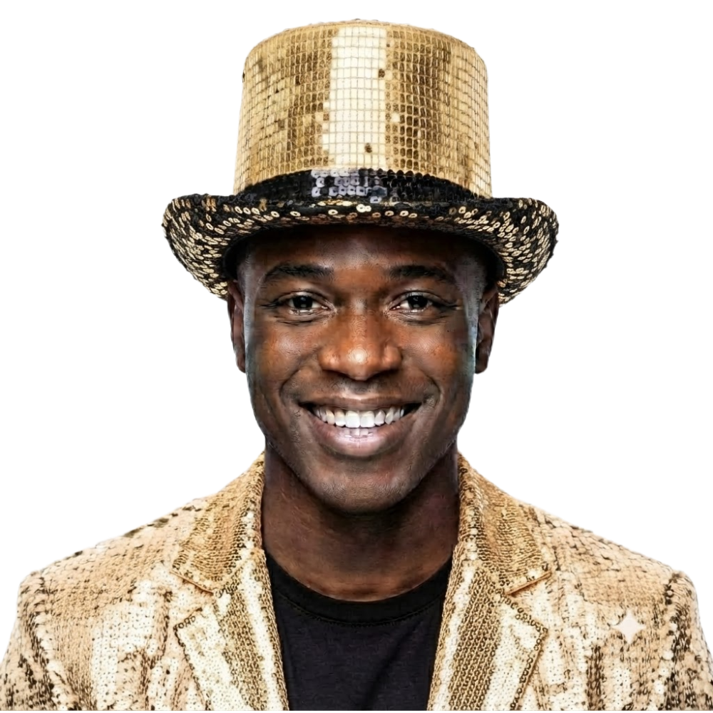 Sequin Top Hat with Black Band - Gold